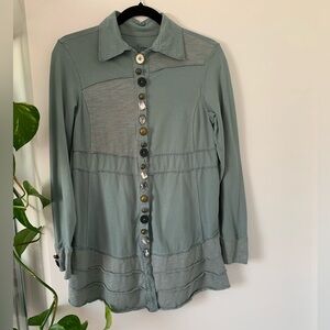 Neon Buddha Relaxed Fit Tunic Green with decorative buttons